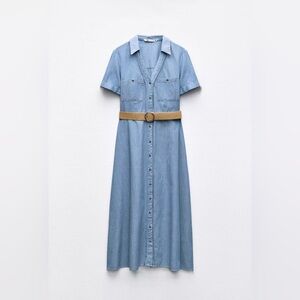 NWT Zara Belted Midi Shirtdress